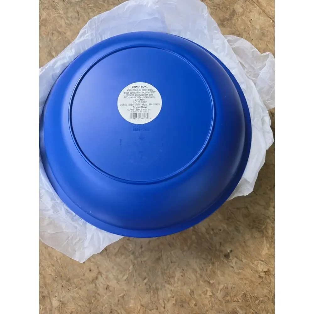 4 pc Plastic Terrazzo Candid Cobalt Dinner Dessert Bowl Room Essentials New